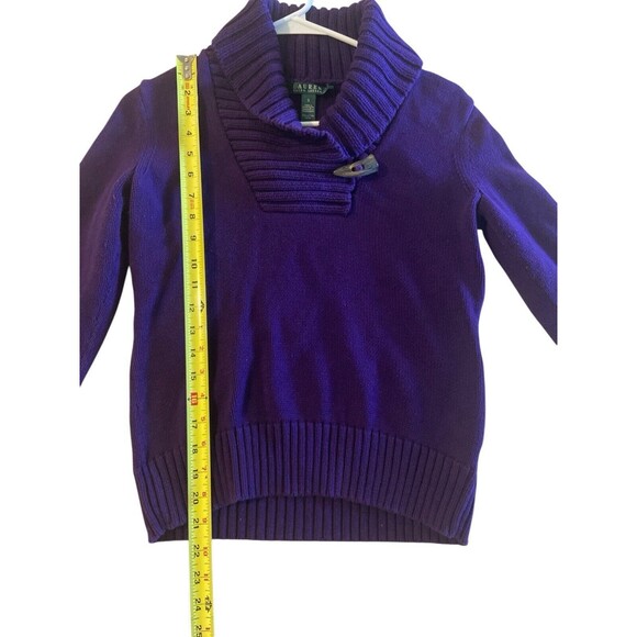 Lauren Ralph Lauren Green Label Purple Sweater With Toggle Sz Small 100% Cotton - Picture 3 of 7